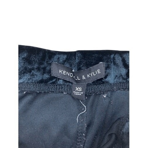 Kendall & Kylie Black Crushed Velvet Ankle Leggings Pants Elastic Waist Size XS - Picture 6 of 8